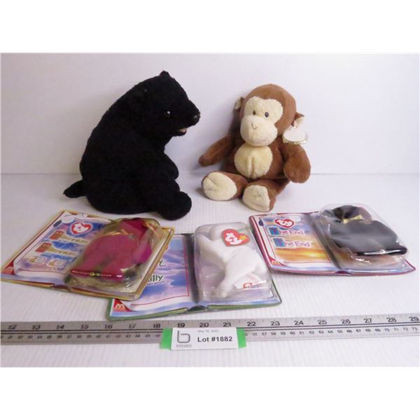 (2) Larger Beanie Babies - (3) Small Beanie Babies (NIB)