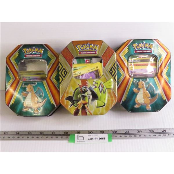 (3) Pokémon Tins w/Cards