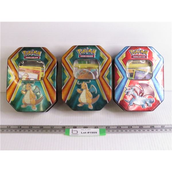 (3) Pokémon Tins w/Cards