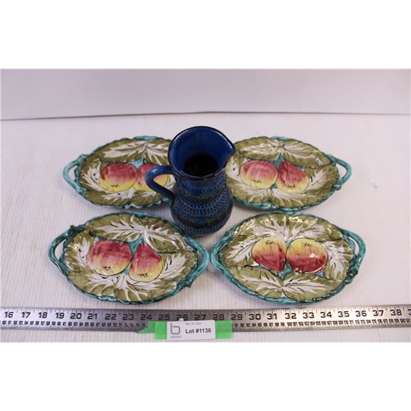 Italian Vase + (4) Vintage Serving Dishes