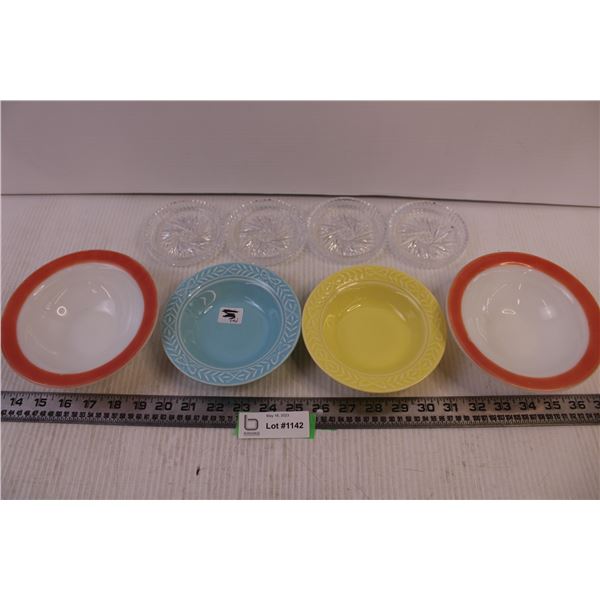 (4) Glass Coasters+ (4) Small Dishes