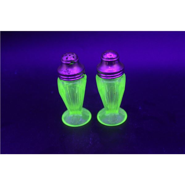 Uranium Glass Salt and Pepper Shakers