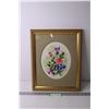 Image 1 : Framed Floral Embroidery Art