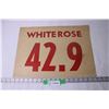 Image 1 : White rose Gas Oil Price Cardboard Sign - 18 1/2" x 14"