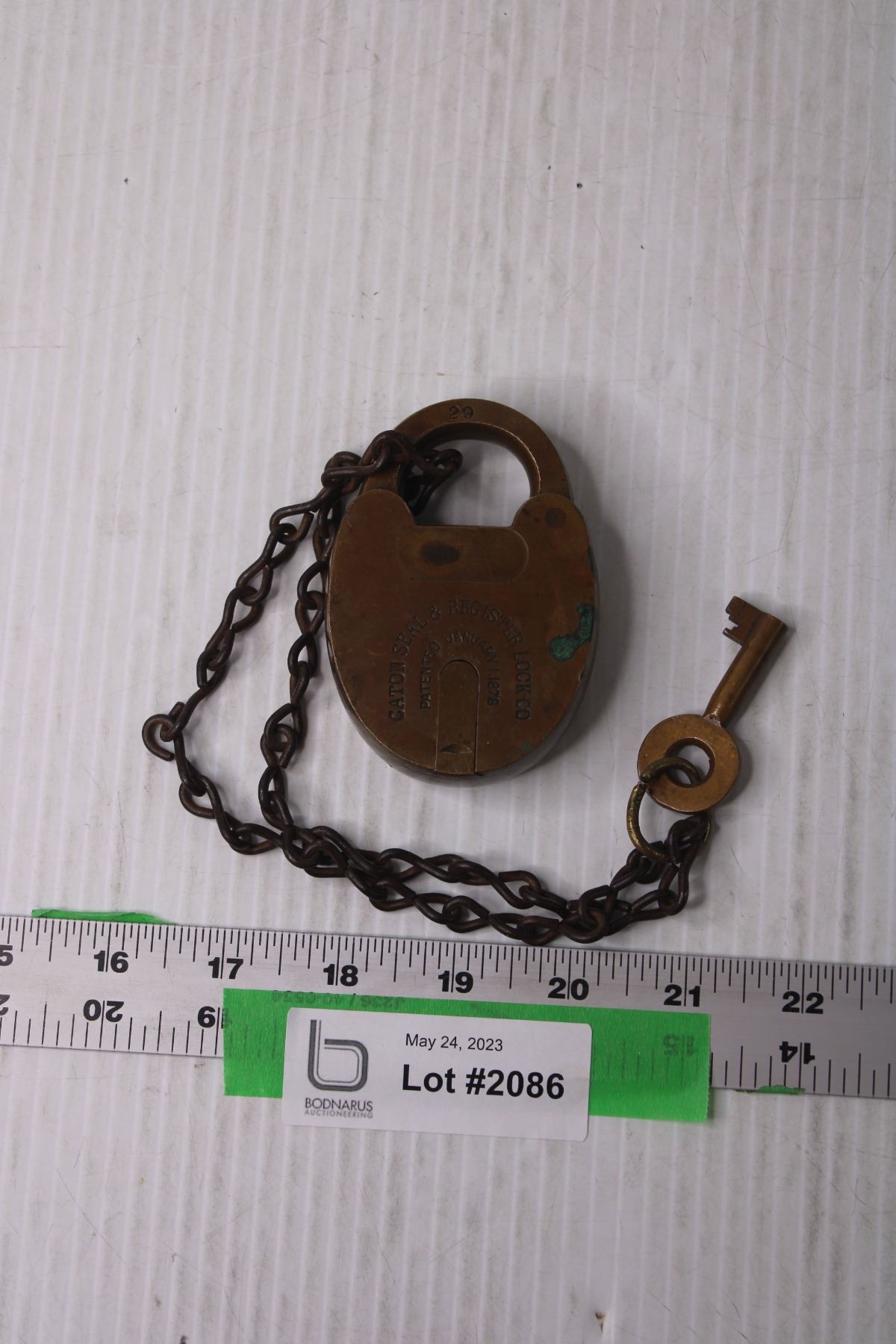Brass Padlock with Key - Bodnarus Auctioneering