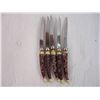 Image 3 : (5) Vintage Celluloid Faux Bone Stainless Steel Steak Knives
