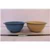 Image 1 : Vintage Blue with Black Trim Enamelware + Vintage Enamel Basin Bowl