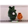 Image 1 : Vintage Green Gurgling Fish Vase Pitcher+ Vintage Orange Gurgling Fish Vase
