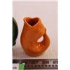 Image 3 : Vintage Green Gurgling Fish Vase Pitcher+ Vintage Orange Gurgling Fish Vase