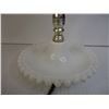 Image 4 : Vintage White Hobnail Milk Glass Lamp in working condition with Shade-Approx. 15"tall
