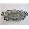 Image 3 : Carnival Glass- 10" Fluted Bowl with Embossed Fruit Pattern