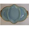 Image 2 : Fire King Turquoise Platter with Gold Beaded Trim- 11" across