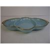 Image 3 : Fire King Turquoise Platter with Gold Beaded Trim- 11" across