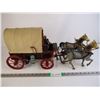 Image 1 : Saskatchewan Folk Art- Wooden Wagon with Driver and Horses-20" in length