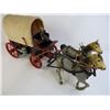 Image 2 : Saskatchewan Folk Art- Wooden Wagon with Driver and Horses-20" in length