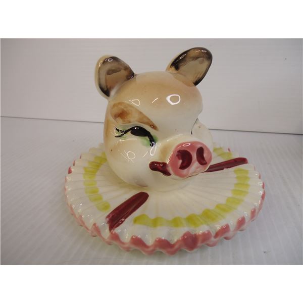 Vintage Japanese Cookie Jar with Circus Characters and Pig