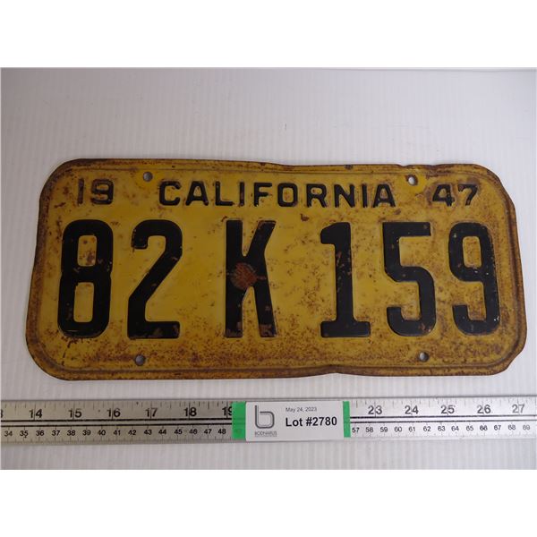 1947 California License Plate