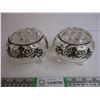 Image 1 : Heavy Glass Footed Vintage Flower Frog Displays w/Silver Overlay-Circa 1960's
