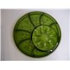 Image 2 : Indiana Glass Egg Hors Oeuvre Glass Tray in Original Box-Green-13"-Indiana Glass Company