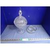Image 1 : Heavy Genuine Crystal Lidded Candy Dish plus Silver Rimmed Candy Dish