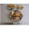 Image 1 : (3) Piece-Noritake Footed Bowl plus Nippon Handled Candy Dish plus Noritake Bowl with Handles(Irides