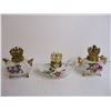 Image 2 : Set of (3) Mini Lamps-Floral Pattern-Japan-No Shades