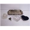 Image 2 : Vintage Platter w/Perfume & Powder Container - Jewelry Stand