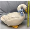 Image 1 : Extra Large Covered Dish Pottery Ceramic Goose on Nest