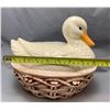 Image 2 : Large Covered Dish Pottery Ceramic Duck on Nest