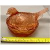 Image 2 : Heisy (Marked) Pink Depression Glass "Dove / Bird on Nest" RARE! Circa 1930's