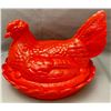 Image 1 : Westmoreland Red Large 8 1/2" Glass Hen on Nest. Rare!