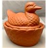 Image 1 : Pottery / Ceramic Duck on Nest with Flat stain exterior and shiny interior (7.5")