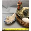 Image 3 : Extra Large Ceramic / Pottery Hen on Nest with 3 x Ceramic Eggs & real grass Nest! RARE!