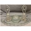 Image 1 : Clear Pressed Glass 6-Piece Czech made Dresser Set! Rare!