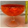 Image 2 : Mid Century Modern MCM large Orange Glass Stemmed Compote
