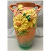 Image 1 : Roseville "Peony Pattern" Large 2-Handled Ceramic / Pottery Vase marked #67 - 12"