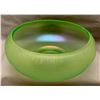 Image 2 : Fenton Ice Green / Uranium Stretch Glass Large Cupped 8" Bowl! Rare size! Circa 1920's