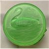 Image 4 : Art Deco 1920's Frosted Ice Green / Uranium Glass "SWAN" covered Powder Jar. RARE!