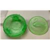 Image 5 : Art Deco 1920's Frosted Ice Green / Uranium Glass "SWAN" covered Powder Jar. RARE!