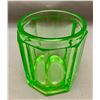 Image 2 : Hazel Atlas Depression Uranium Glass Hexagon Small Jar Circa 1930's