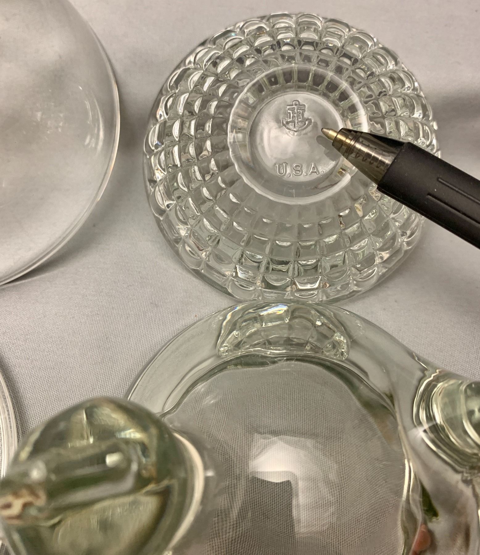 Anchor Hocking Crystal 1930's Covered Candy Dish & Covered Hen on Nest