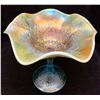 Image 1 : Northwood Aqua Opal Carnival Glass "Hearts & Flowers" Stemmed Ruffled Compote / Rare / Circa 1909