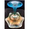 Image 5 : Northwood Aqua Opal Carnival Glass "Hearts & Flowers" Stemmed Ruffled Compote / Rare / Circa 1909