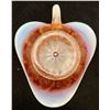 Image 2 : Dugan Peach Opal Carnival Glass "Stippled Petals" Spade Shape Handled Nappy. Circa 1910