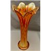 Image 2 : Fenton Marigold Carnival Glass "Plume Panels" Flared Vase. Circa 1907