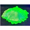 Image 6 : Gillander & Sons Uranium / Vaseline Yellow Glass "Maple Leaf" Sauce Dish! Circa 1890's