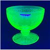 Image 1 : Hazel Atlas Uranium Depression Glass "Florentine #1 or Poppy #1" Stemmed Dessert. Rare! Circa 1930's