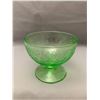 Image 2 : Hazel Atlas Uranium Depression Glass "Florentine #1 or Poppy #1" Stemmed Dessert. Rare! Circa 1930's