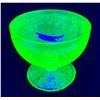 Image 3 : Hazel Atlas Uranium Depression Glass "Florentine #1 or Poppy #1" Stemmed Dessert. Rare! Circa 1930's