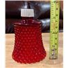 Image 2 : Ruby Red Manganese Glass (Glows under UV Light) Hobnail Votive. Vintage!